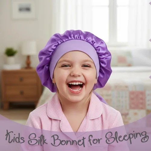 Vista 6 de Gorros de satén para niñas para niñas, gorro de satén para dormir, gorro de noche de seda