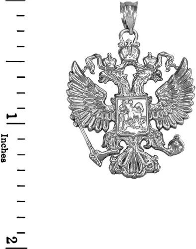 Vista 4 de Collar con colgante de águila imperial rusa de plata de ley con doble cabeza
