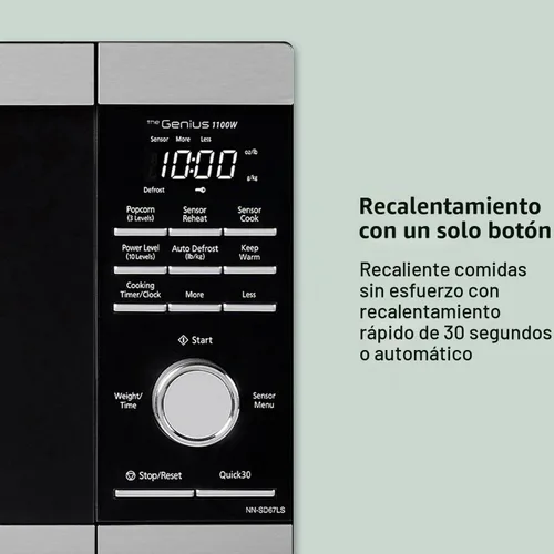 Vista 13 de Panasonic Horno de microondas, 1,3 pies cúbicos 1100W de encimera con sensor Genius de cocción y descongelamiento automático - NN-SD67LS