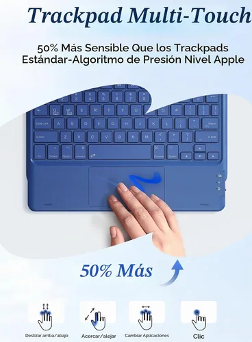 Vista 5 de CHESONA Funda compatible con iPad de 11ª (A16)/10ª generación con teclado Azul