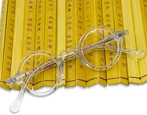 Vista 5 de Pequeñas gafas redondas hechas a mano de la vendimia que enmarca los vidrios llenos B002 del acetato del borde