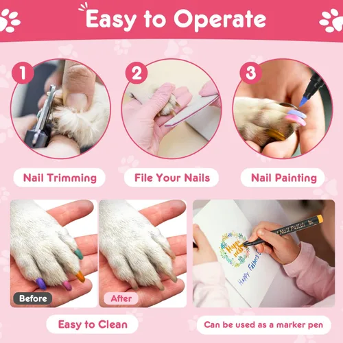 Vista 5 de MSDADA Bolígrafos de esmalte de uñas para perros de secado rápido, juego de esmaltes de uñas de 9 colores para perros, seguro y fácil de aplicar