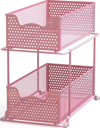 Vista 9 de Simple Houseware - Cajón organizador de cesta deslizante de 2 niveles, bronce