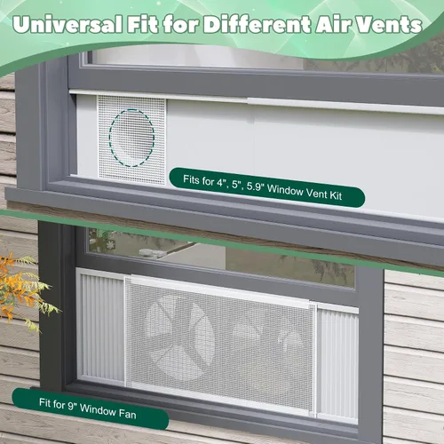 Vista 8 de Kit de cubierta de malla protector de hojas para ventilación de ventana, cubierta de micromalla para aire acondicionado portátil, kit de ventilación