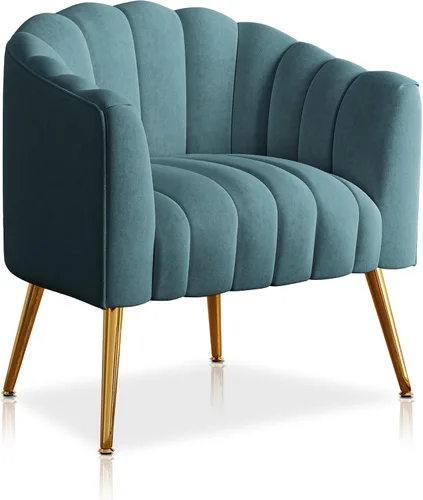 Vista 15 de Dewhut Silla de Acento de Sofá con Forma de Calabaza de Tamaño Grande, Sillas Tipo Barril Modernas y Cómodas Tapizadas en Terciopelo, Sillón
