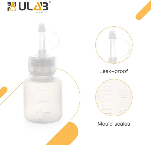 Vista 4 de ULAB 12pcs Vol.1.0 fl oz (1oz) botellas dispensadoras de gota, material de LDPE, PP y tapas de rosca, botellas de goteo de laboratorio y arte