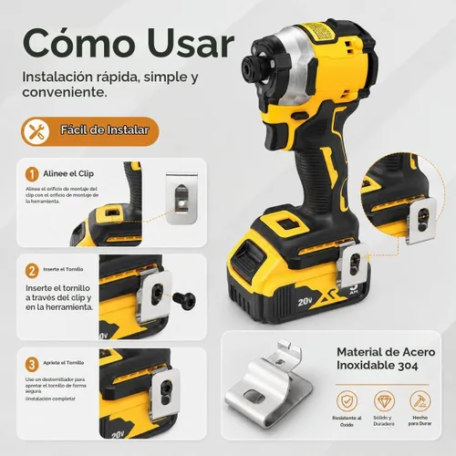 Vista 6 de Clips de cinturón para herramientas DEWALT de 20 V, paquete