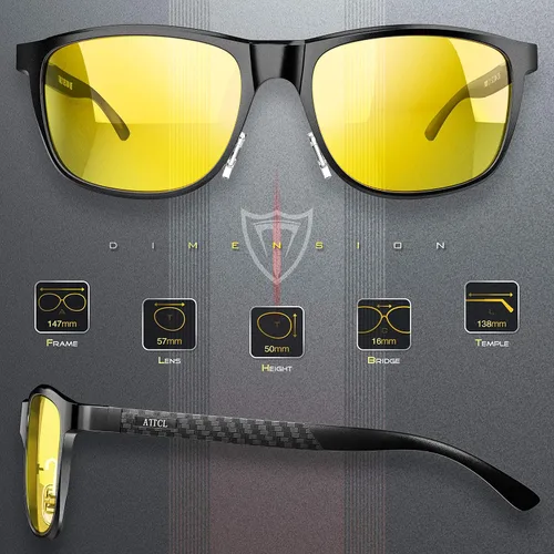 Vista 5 de ATTCL - Lentes de sol polarizados con marco de metal retro para hombre