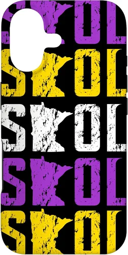 Vista 32 de Funda para iPhone 13 Pro Max SKOL envejecido vikingo vintage morado y amarillo sobre negro
