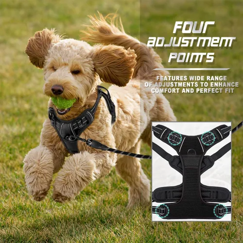 Vista 160 de BARKBAY - Arnés para perro sin tirones con clip frontal, material resistente y reflectante, asa de fácil control para pasear perros grandes