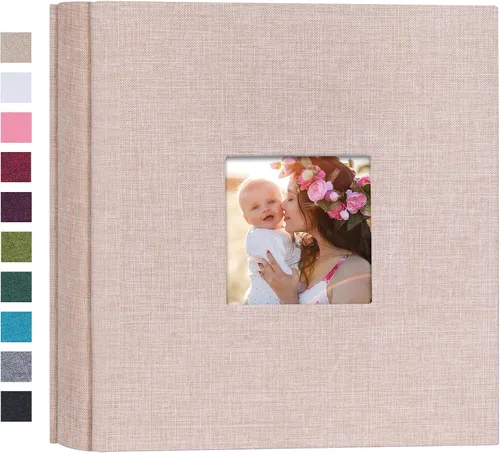 Vista 13 de Mublalbum Álbum de fotos pequeño de 4 x 6 pulgadas, 100 fotos, cubierta de lino, libro de fotos con bolsillos horizontales para boda, aniversario