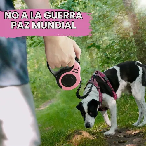 Vista 6 de Correa retráctil para perros pequeños y medianos, automática, telescópica, cinta para mascotas de 10/16 pies, duradera y práctica, con asa A1- rosa