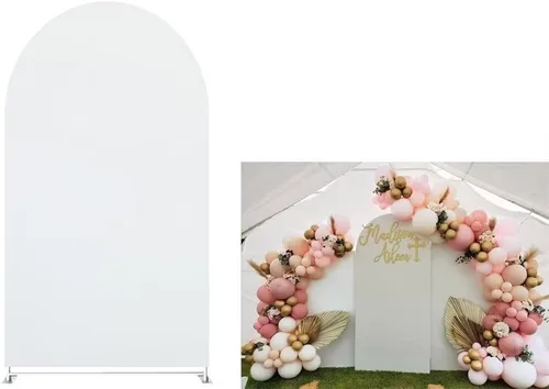Vista 6 de Telón de fondo de arco beige champán, fundas de pared arqueadas de fondo elástico para fotografía de animales, decoración de fiesta de animales
