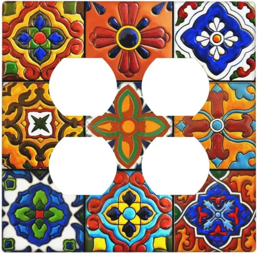 Vista 114 de Azulejos Negros Texturas Modernas Retro Marruecos 1 Gang Cubierta de Interruptor de Luz Sin Dispositivo Placa de Pared en Blanco Decorativa Placa
