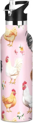Vista 8 de Botella de agua aislada con popote Kawaii Devon Rex Cats Blush doble pared aislada al vacío ligera para deportes, gimnasio, viajes al aire libre