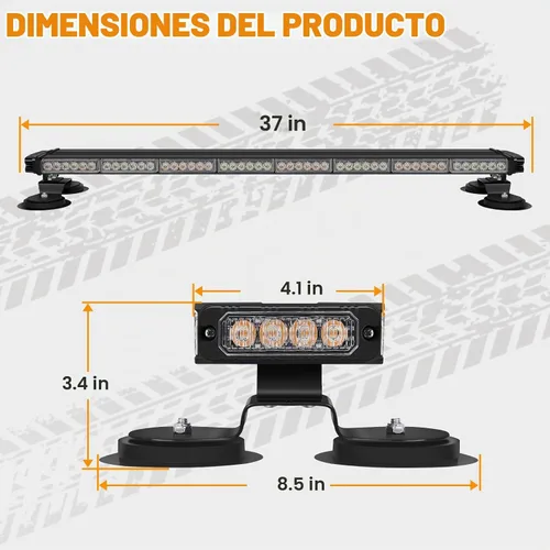 Vista 8 de XRIDONSEN - Barra de luz estroboscópica de techo de 37 pulgadas, 104 LED Ámbar/blanco