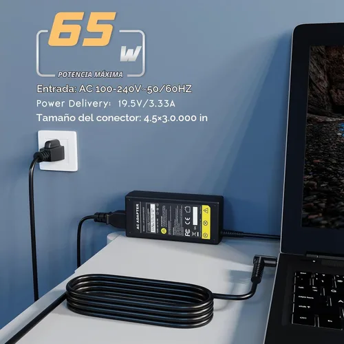 Vista 8 de Fancy Buying 65W/45W Compatible con cargador de portátil HP