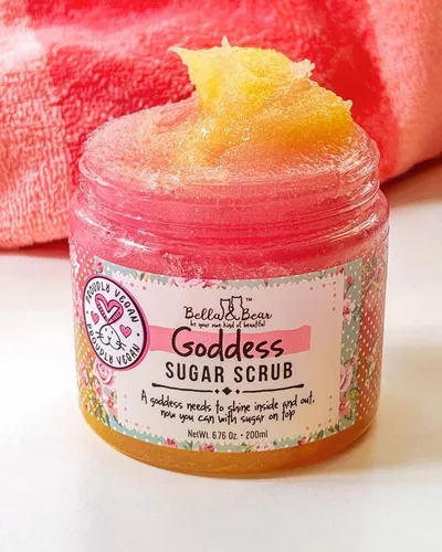 Vista 5 de Bella & Bear Goddess Sugar Scrub - Exfoliante 3 en 1, exfoliante corporal y gel de baño Vegano, felicidad libre de crueldad para una piel sedosa