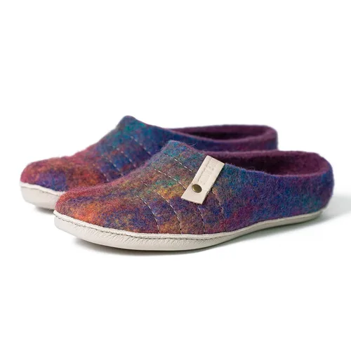 Vista 2 de Felted Wool Women's Slippers COCOON - Purple Rainbow Boiled Wool House Shoes