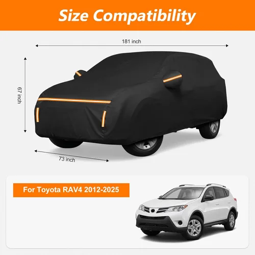 Vista 2 de Funda de coche para Toyota RAV4 2012-2025 XA30 XA40 XA50 impermeable forro de algodón PEVA cubierta exterior resistente al viento protección UV