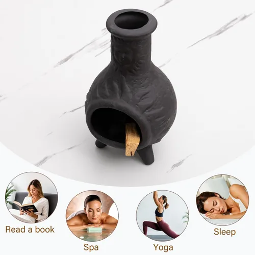 Vista 6 de MOUGIGI Soporte de Palo Santo Hecho a Mano y Quemador de Conos de Incienso - Elegante Accesorio para Limpias de Salvia con Capacidad para Rituales