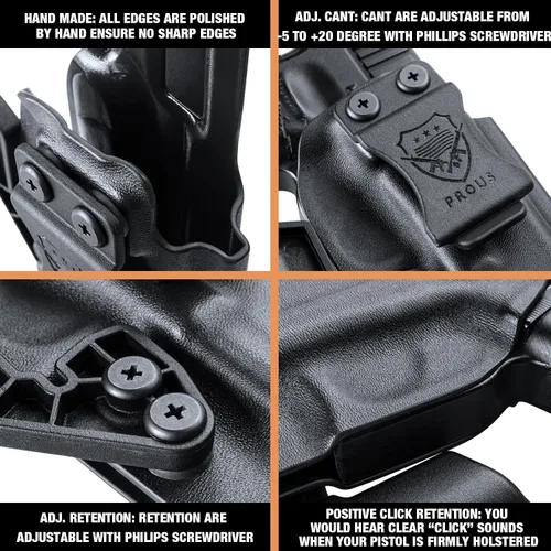 Vista 3 de PROUS Funda Kydex IWB Select para Echelon/Hellcat Pro/Hellcat, S&W Bodyguard 2.0/M&P 9/.40, Glock 17/19/43X MOS, Sig P365/P320 M17 M18, Taurus