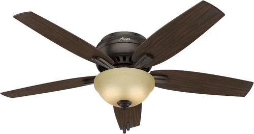 Vista 19 de Hunter Fan Company, 51082 Newsome Ventilador de techo de perfil bajo de níquel cepillado de 42 pulgadas con kit de luz LED y cadena de tracción