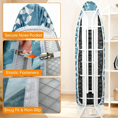 Vista 5 de Funda y almohadilla para tabla de planchar, acolchado de hierro grueso de tamaño estándar de 15 x 54 pulgadas, resistente a quemaduras y manchas