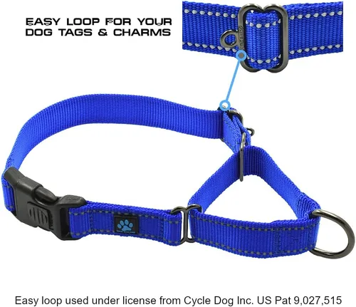 Vista 2 de Max and Neo Collar de nylon Martingale para perros - Donamos a un rescate de perros por cada collar vendido (Pequeño, Azul)