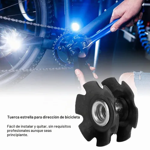 Vista 4 de Tuerca de flor de horquilla delantera, portátil, de acero, ligero, para bicicleta, tuerca de estrella, universal, práctica para tubo de horquilla