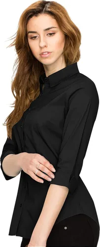 Vista 4 de Made by Johnny MBJ Women's Solide 34 Sleeve Stretchy Button Down Collared Office Formal Casua Blouse (S3XL)