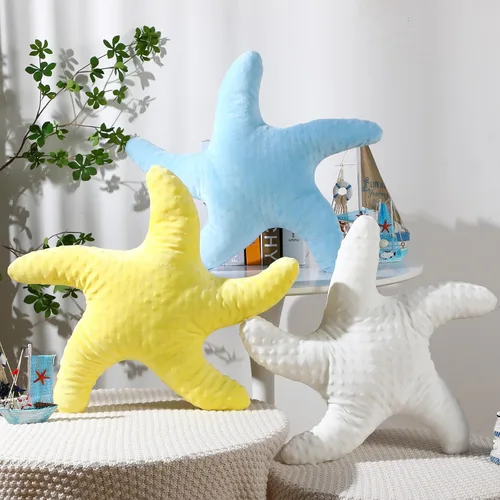 Vista 8 de Fumete Almohada de estrella de mar en forma de estrella de mar de playa de 20 pulgadas, lindo animal de peluche, decoración costera, almohada