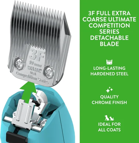 Vista 4 de Wahl Professional Animal 3F Cuchilla desmontable extra gruesa completa de la serie Competition con longitud de corte de 25/64 pulgadas (2376-100)