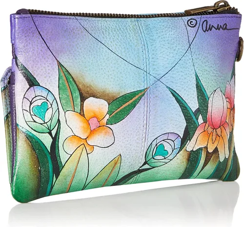 Vista 2 de Anna by Anuschka Cartera organizadora de pulsera de cuero genuino pintada a mano