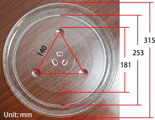 Vista 2 de Reemplazo de placa giratoria de vidrio para microondas de 12,5 "para GE WB39X10002 WB39X10003 EMO2000C01BB JES1238WH001 JVM1410BC001...etc