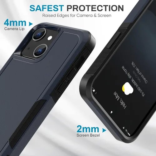 Vista 2 de MAXCURY Funda protectora para iPhone 14, iPhone 13, resistente a prueba de golpes, funda protectora de cuerpo completo, cubierta protectora de borde
