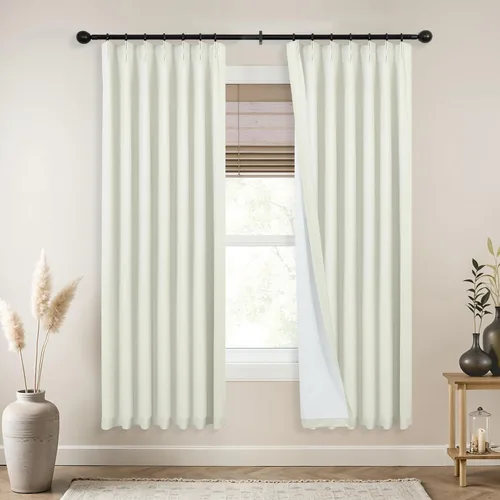 Vista 10 de Mrs.Naturall Cortinas de cocina beige de 42 x 45 pulgadas de largo para cortinas opacas pequeñas