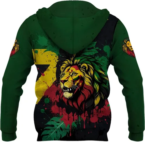 Vista 2 de BJU Sudadera con capucha de la bandera nacional con cordón y estampado 3D de manga larga, unisex