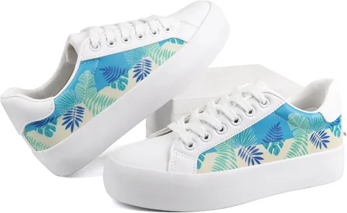 Vista 4 de JABASIC Zapatos deportivos de plataforma con cordones y estampado floral para mujer