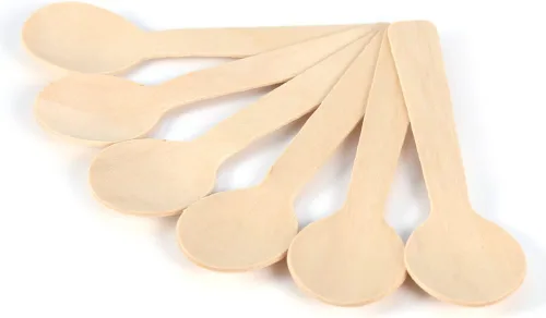 Vista 3 de Cucharas desechables de madera, 100 unidades, ecológicas, compostables, biodegradables, para helado, para cocinar, servir utensilios de cocina