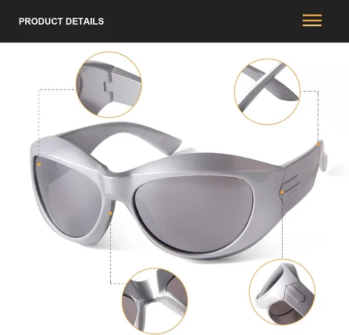 Vista 2 de Y2K - Gafas de sol punk para mujer, diseño geométrico envolvente, estilo punk hip hop, gafas de sol