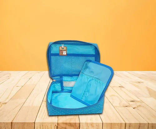 Vista 2 de atorakushon Estuche de viaje para maquillaje, organizador de cosméticos, bolsa de almacenamiento portátil para artistas, bolsa con cremallera