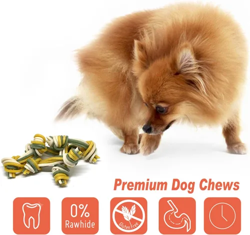 Vista 7 de LuvChew Trata de perro de hilo dental triple libre de cuero crudo 15 unids/bolsa