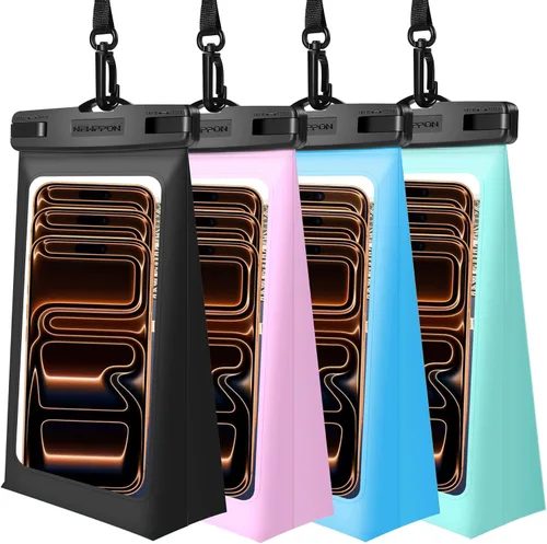 Vista 9 de Paquete de 4 bolsas flotantes impermeables para teléfono – Funda universal grande flotante a prueba de agua – Soporte flotante transparente
