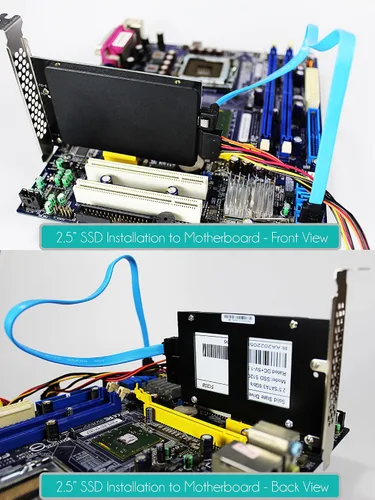 Vista 6 de GLOTRENDS Soporte de montaje SSD de 2,5 pulgadas con cable SATA III y tornillos SSD, instalación de ranura PCIe o PCI