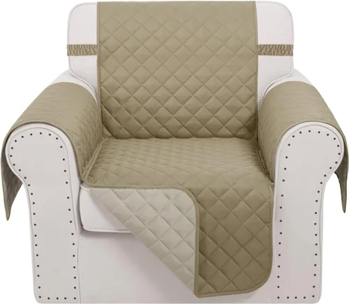 Vista 90 de Fundas para Silla Reclinable Reversibles Funda de Sofá para Mascotas Protector de Muebles Lazy Boy (Silla 23'', Beige/Beige)