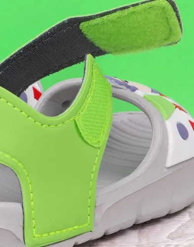 Vista 5 de Disney Toy Story Buzz Lightyear Sandalias para niños pequeños Deslizadores de superhéroes para niños y niñas con correa de apoyo Zapatos de verano