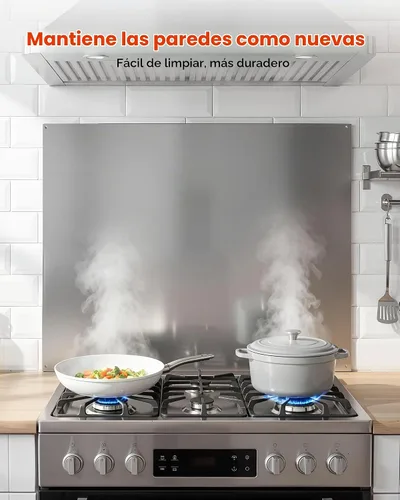 Vista 2 de VEVOR Protector contra salpicaduras de acero inoxidable de 30 x 24 pulgadas para estufa, protector de salpicaduras ultra plano, protector de pared