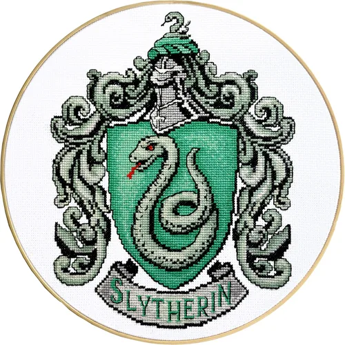 Vista 12 de Personalized.Design Kits de punto de cruz de conteo 'Hgwrts House Crests' - Juego de 5 kits de bordado para adultos Escudos 5 en 1 Hogwarts House