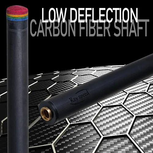 Vista 5 de Taco de Billar de Fibra de Carbono 12.5mm Punta Arcoíris Baja Deflexión Taco de Billar con Junta de Pin Uni-loc y Extensión Taco de Billar-20 oz